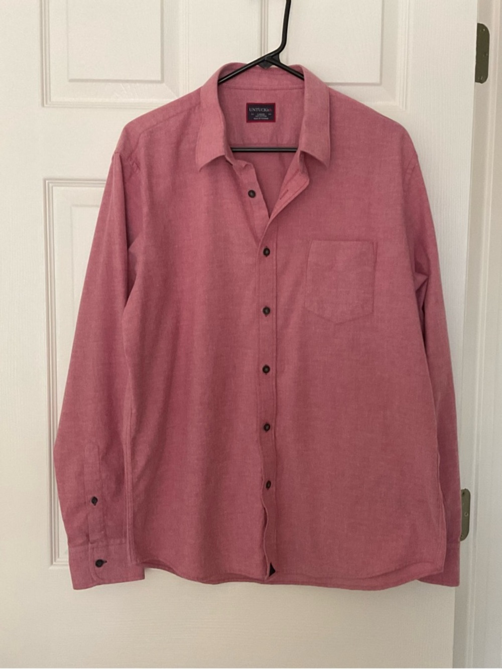 UNTUCKit Shirt Mens Large Long Sleeve Button Up Pink Chambray